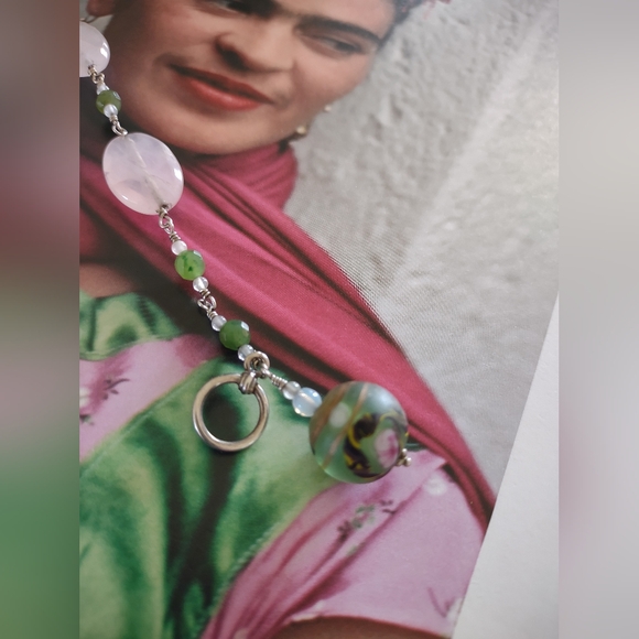 Sterling Silver Rose Pink Green Quartz Bracelet - Picture 8 of 8